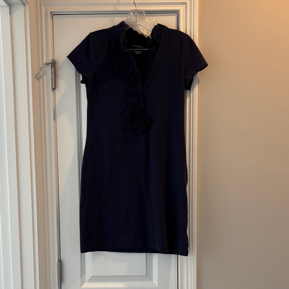 Lilly Pulitzer Navy Ruffle-Trim Polo Dress